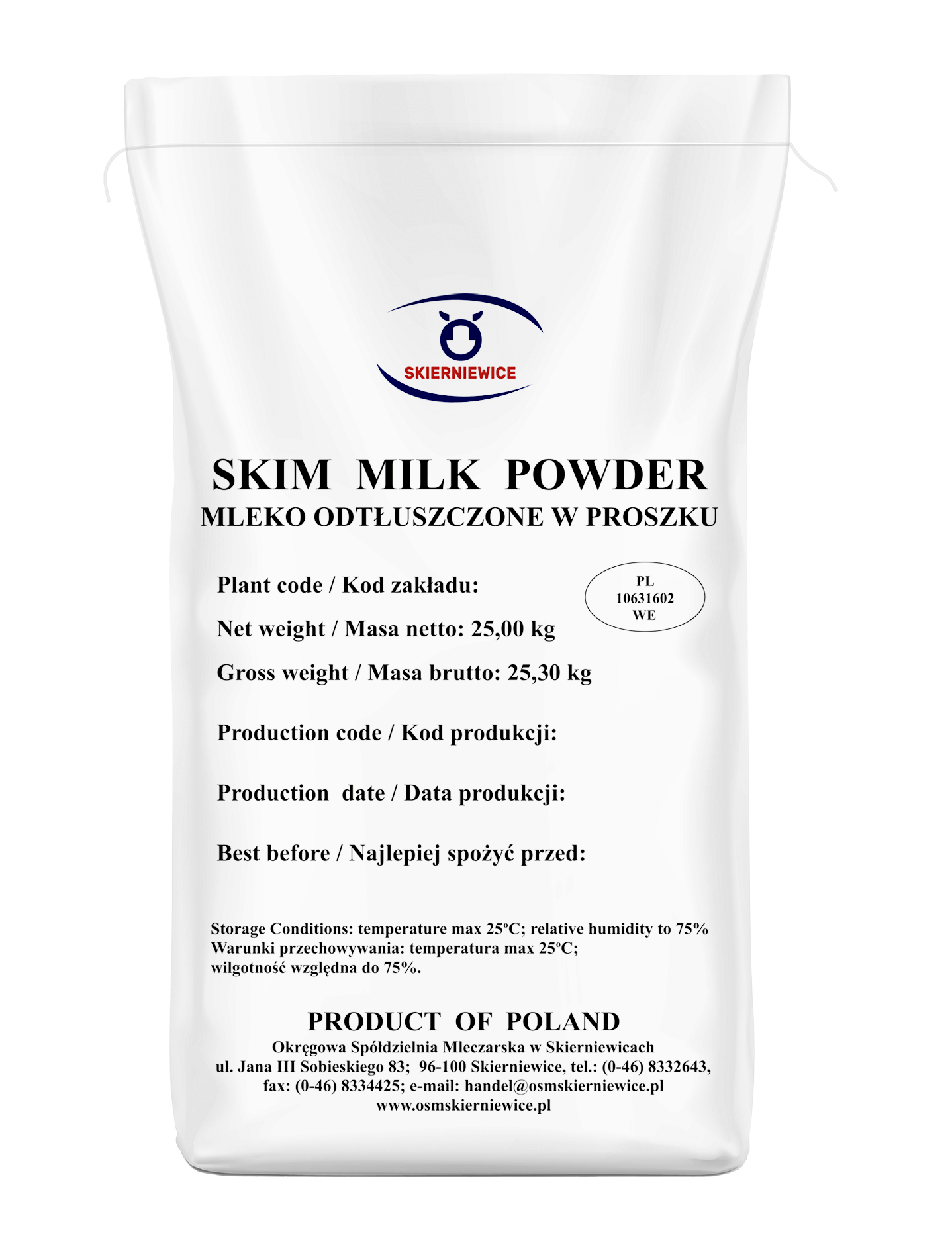 Skimmed milk powder 25 kg OSM Skierniewice